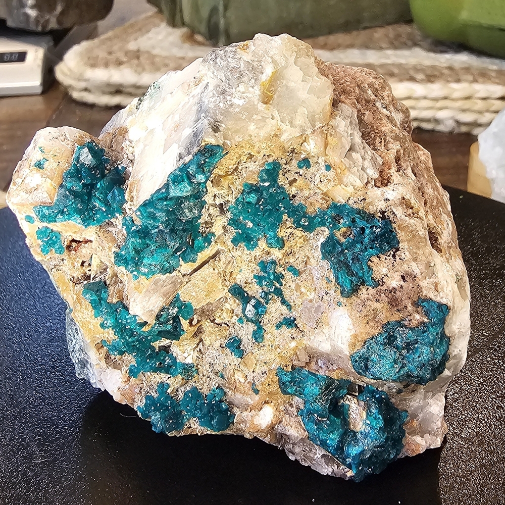 Dioptase with Optic Calcite And Tourmaline-UV Reactive 3.3 X 3.1